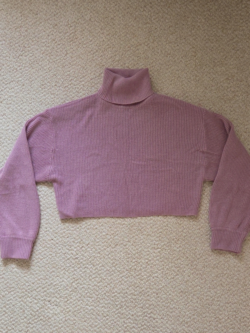 H&M Mauve Cropped Turtleneck Sweater